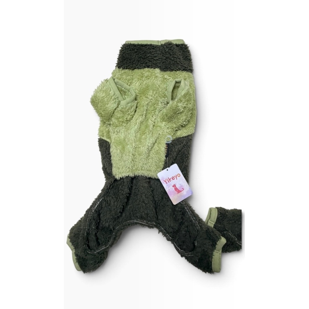 Yikeyo Pet Pajamas XXS Green Fleece Fuzzy Dog Bodysuit Small Animal Sleepwear